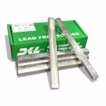a box of E-Qual LowSAC Type Y SAC0307 Electronic Solder with loose 1kg bars in front