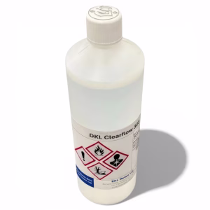 1L bottle of DKL Clearflow 300 No-Clean Solder IPC-compliant low residue flux for electronics wave soldering and rework