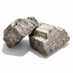 Nickel Phosphorus Master alloy NiP20 broken waffle ingot pieces on white background.