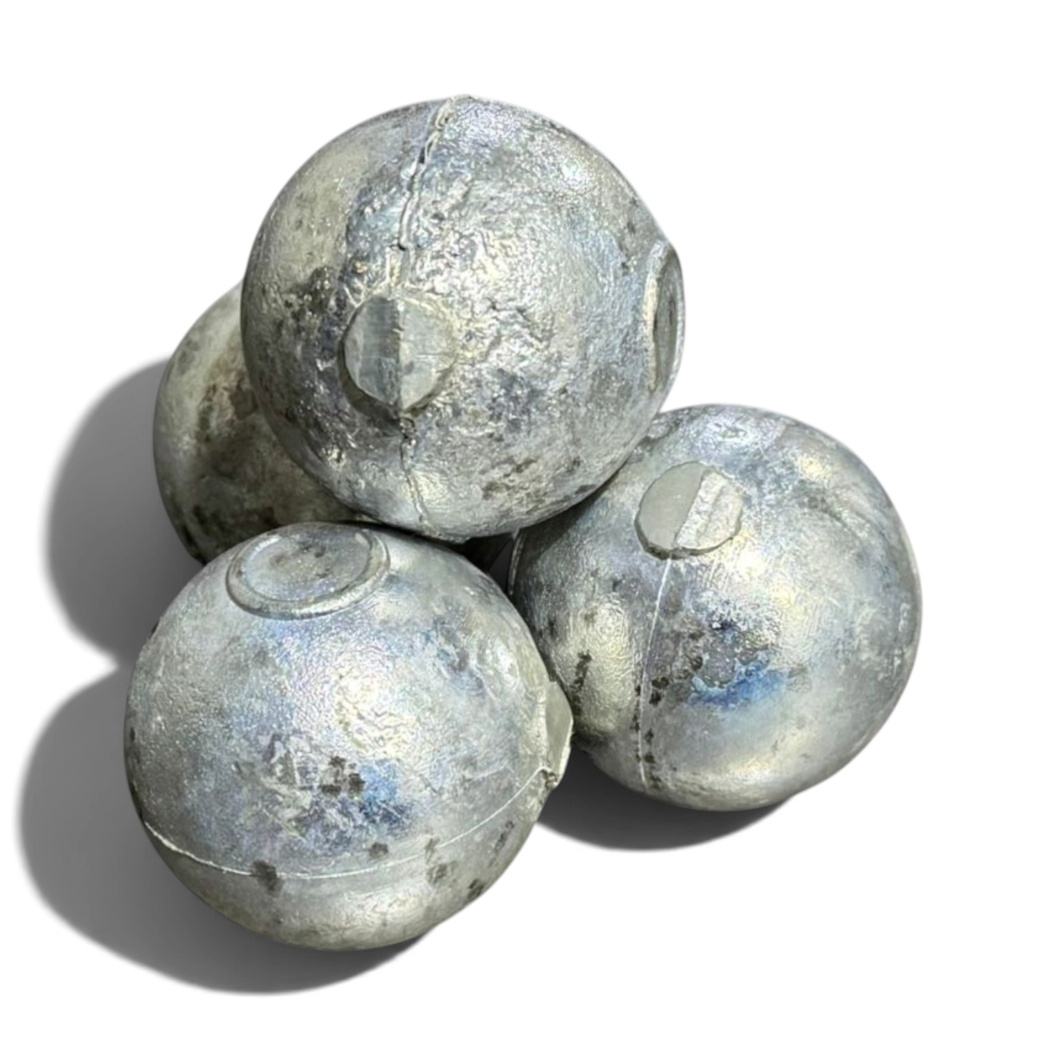 High Grade Cadmium sitting in a pile, in the form of 50mm anode balls
